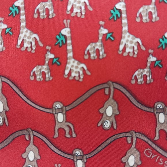 Giraffe Monkey Themed 100% Silk Tie Animal Children's Art MD Anderson Md Center - Picture 3 of 5